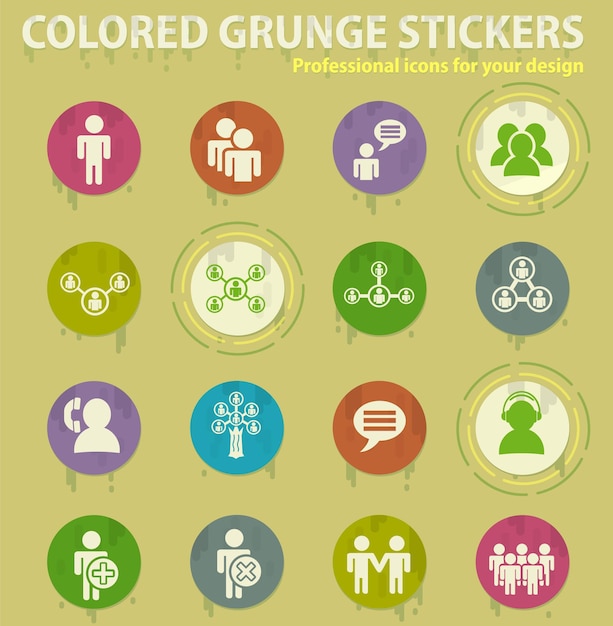 Community colored grunge icons