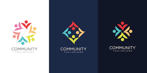 抽象的なスタイルのプレミアムベクトルとコミュニティのロゴのデザインコンセプト