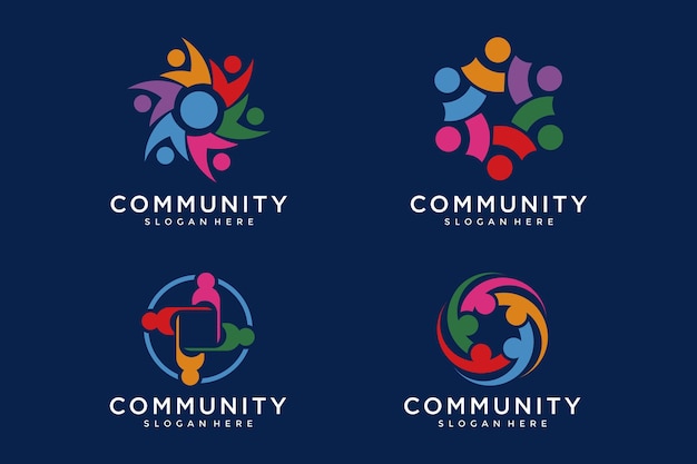 Vettore set di design del logo della comunità