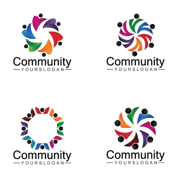 Modello di progettazione del logo della comunità per teams o groupsnetwork e design di icone sociali