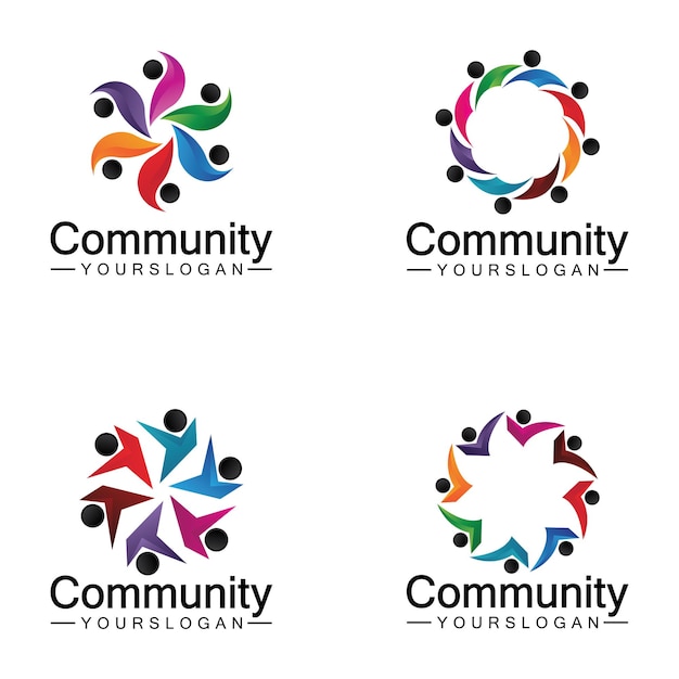 Community logo design template for teams or groupsnetwork and social icon design