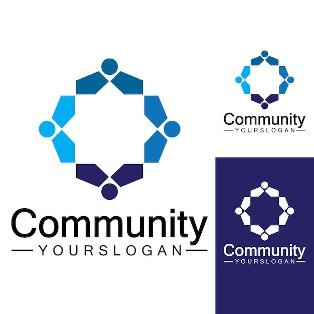 Modello di progettazione del logo della comunità per teams o groupsnetwork e design di icone sociali