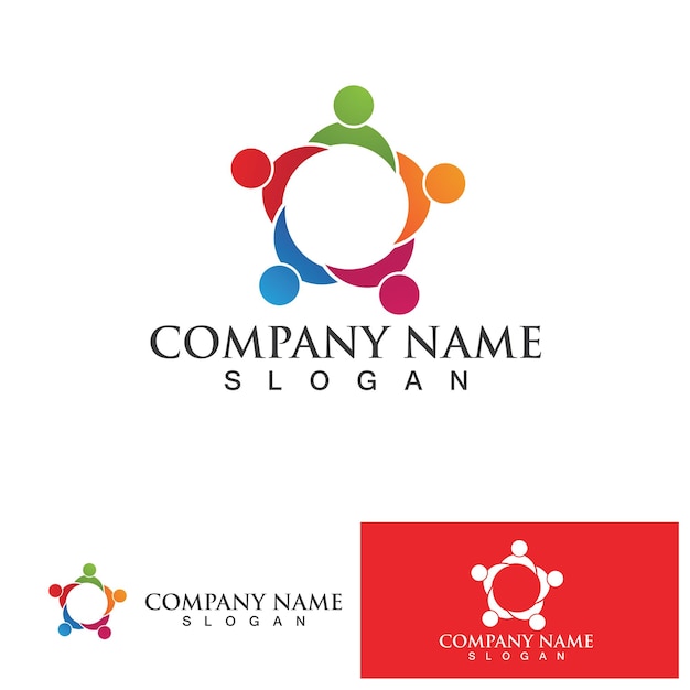 팀 또는 그룹 네트워크 및 소셜 아이콘 디자인을 위한 커뮤니티 로고 디자인 템플릿