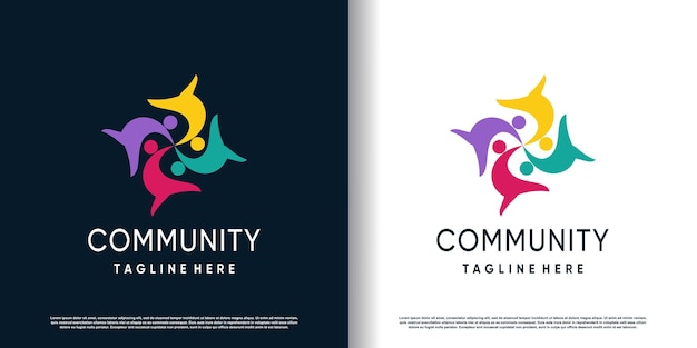 Community logo design vector with creative unique style concept premium vector