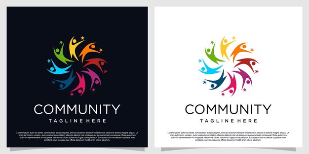 Community logo design with creative concept premium vector part 6