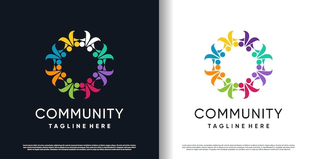 Community logo design with creative unique concept premium vector