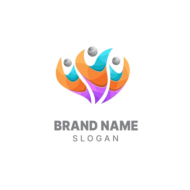 Вектор Логотип сообщества градиент красочный дизайн шаблон семейный логотип логотип людей логотип единства