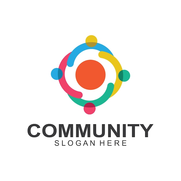 Community logos people check Logos for teams or groups and companies vector design