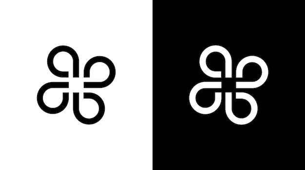 Lo stile di illustrazione dell'icona in bianco e nero del monogramma vettoriale del logo del loop comunitario progetta i modelli