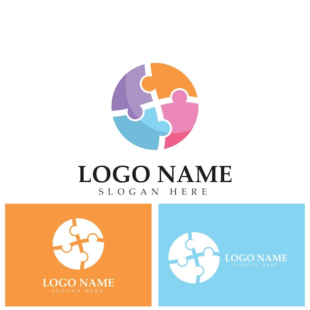 Community puzzle Logo template vector