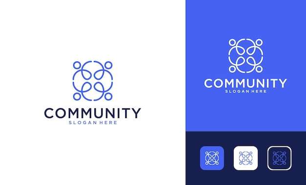 Community with line art logo design