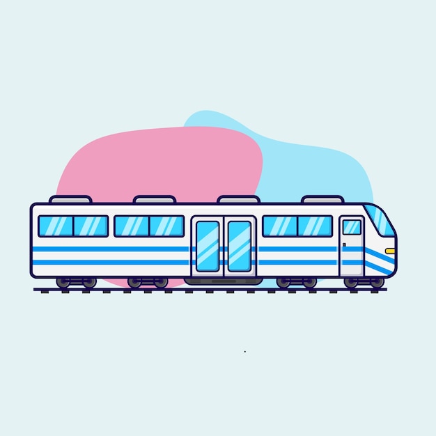 Commuter train public transportation, vehicle vector, illustration, isolated, flat design, icon