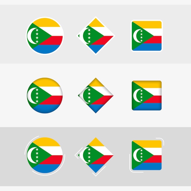 Comoros flag icons set vector flag of Comoros