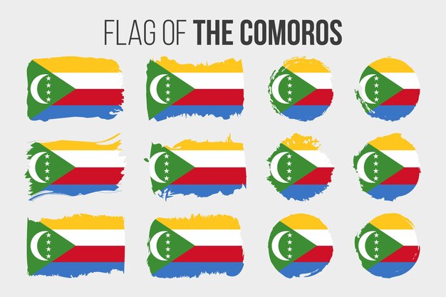 Comoros flag Illustration brush stroke and grunge flags of the Comoros isolated on white