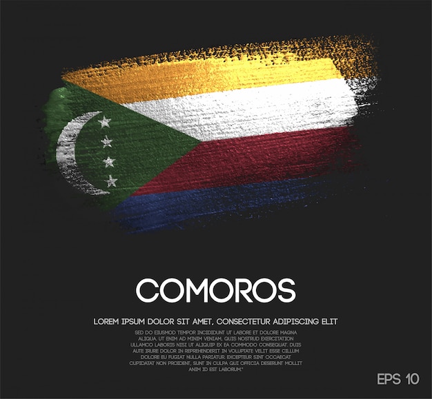 Comoros Flag Made of Glitter Sparkle Brush Paint