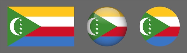 Comoros Flag Set Collection Vector