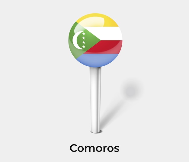 Comoros push pin for map vector illustration