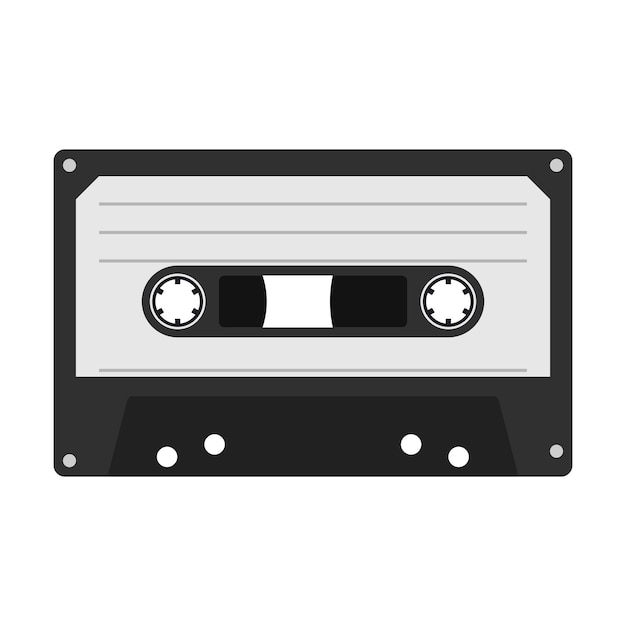 Compact cassette isolated on white background musicassette in flat style cassette tape icon