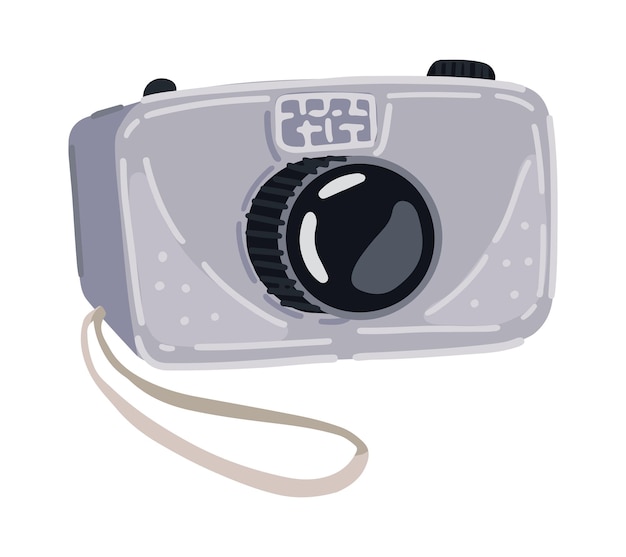 ベクトル コンパクト デジタル カメラのクリップアート写真デバイス機器落書き白で隔離漫画のスタイルの色ベクトル図