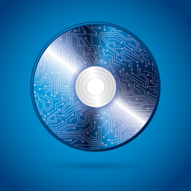 Design del compact disc su sfondo blu