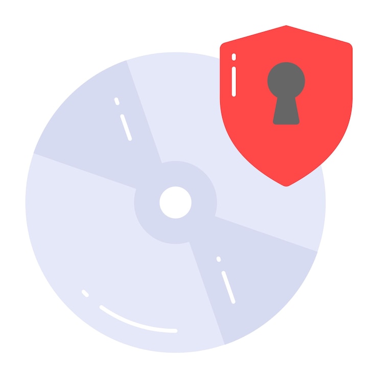 Vector compact disk with protection shield vector of cd security in trendy style