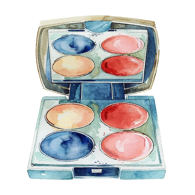 Vector compact powder makeup vector illustration in watercolour style