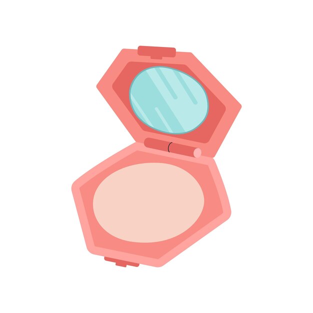 Vector compact powder skin color in a box with mirror and white sponge face care products