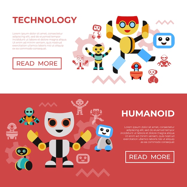 Vector companion robots icons collection