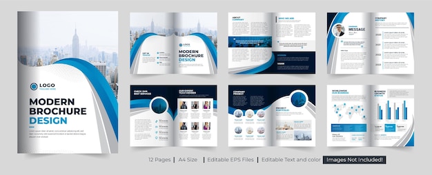 Company brochure template layout and multi page business brochure template design