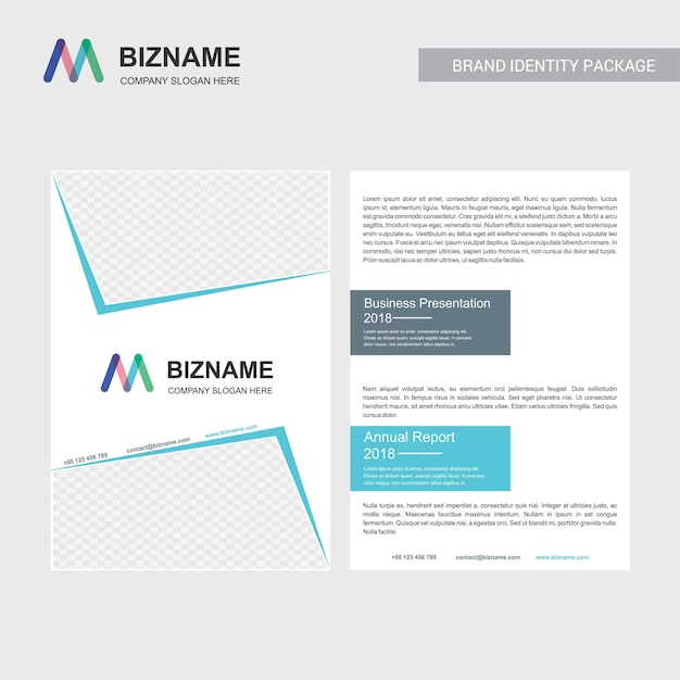 Vettore brochure aziendale dal design elegante e con logo m