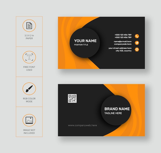Vector company business card black and yellow