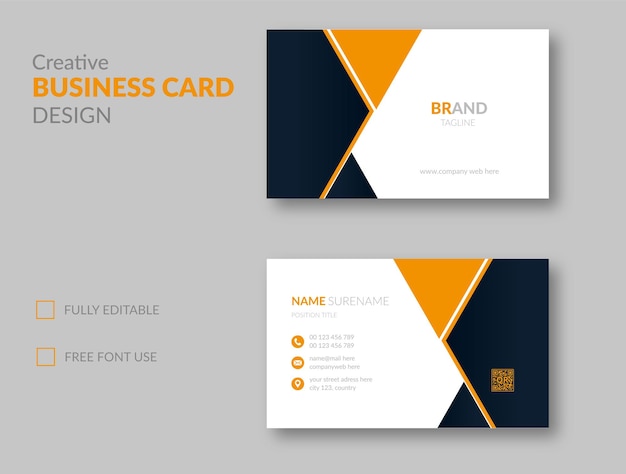 Company business card in blue and yellow Color