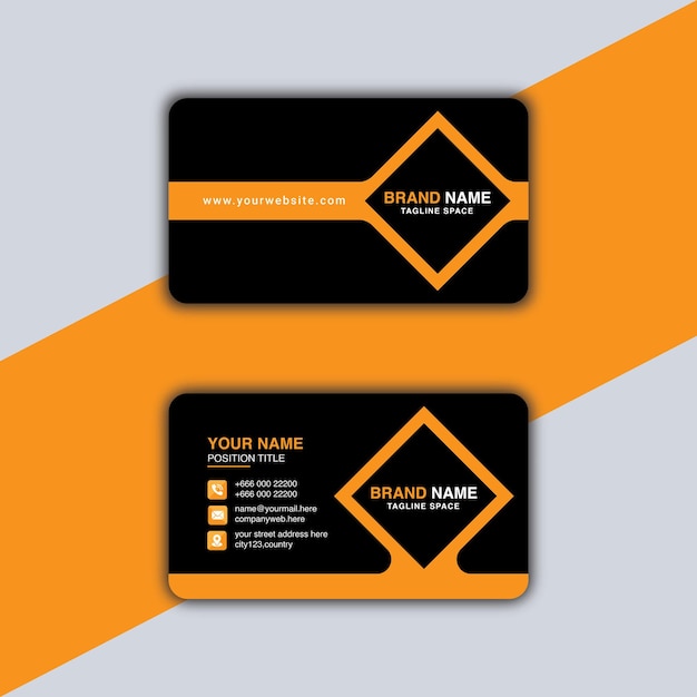 Company business card in yellow color