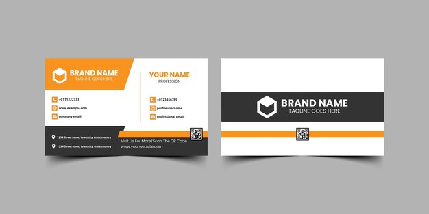 Company business card in yellow color