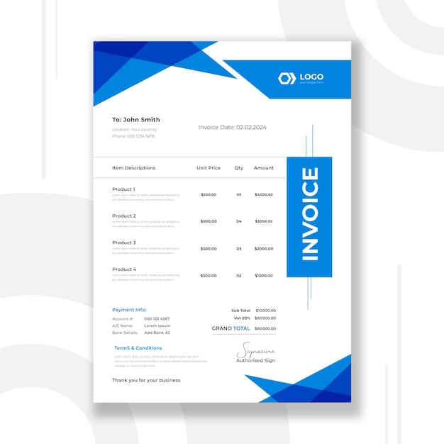 Company business invoice template