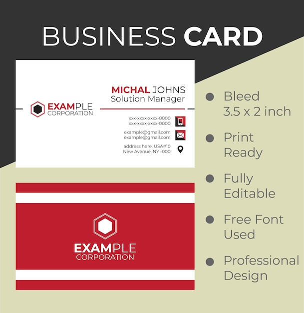 Company Or Corporate Clean Business Card Vector