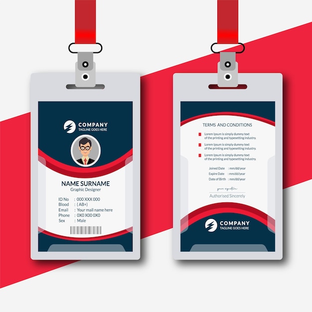 Vector company employee identity card template