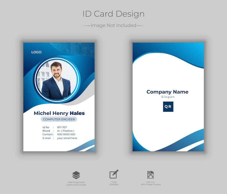 Vector company employer personal and professional id card design