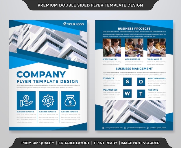 Company flyer template with minimalist and abstract style