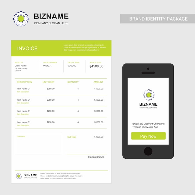 Company Invoice with logo and creative design 