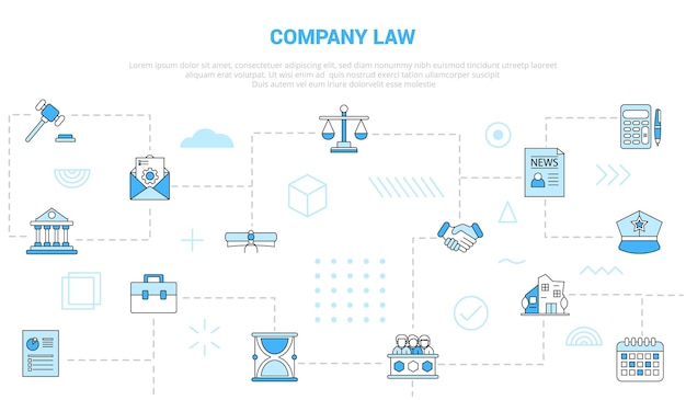 Company law concept with icon set template banner with modern blue color style