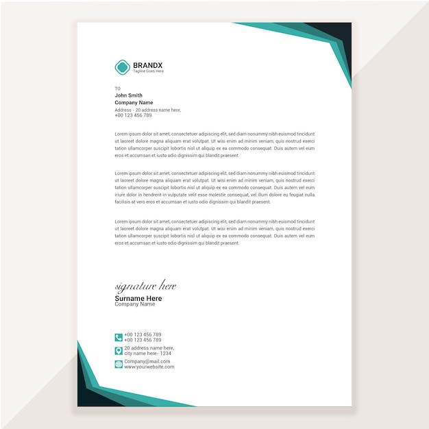 Vector company letterhead design.