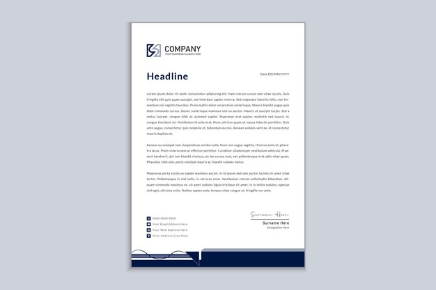 Company letterhead modern design in blue color