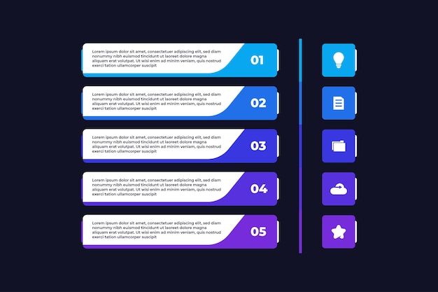 Вектор Шаблон бизнес-инфографики списка работ компании