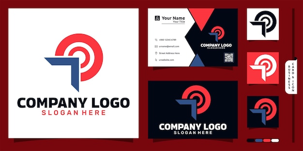 矢印ショットのモダンなコンセプトと名刺デザインの会社のロゴ