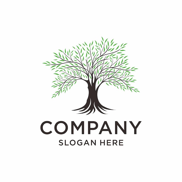 Company nature tree logo template premium vector