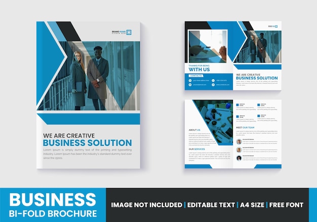 Vector company profile bifold brochure template design