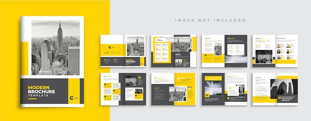 Vector company profile brochure template design corporate business brochure layout 16-page brochure