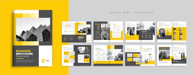 Vector company profile brochure template design corporate business brochure layout 16-page brochure