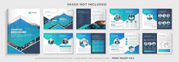 会社概要パンフレットテンプレートまたはターコイズとブルーの会社パンフレットテンプレートレイアウト